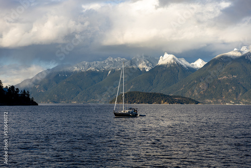 sail boat or yacht on Howe Sound near Bowen Island