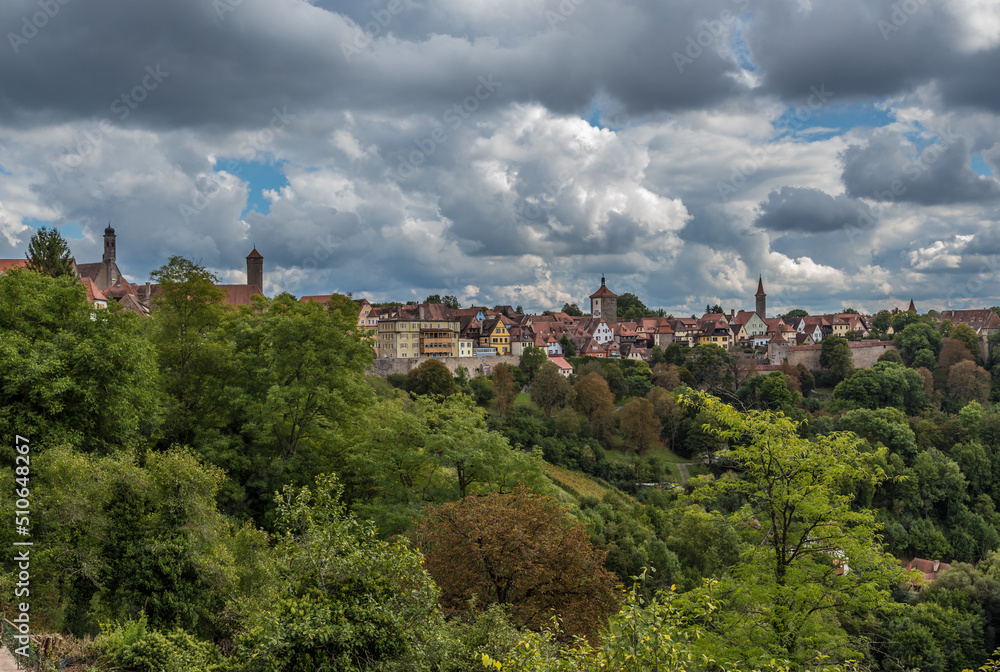 Rothenburg ob der Tauber, Germany. Scenic view of medieval town and fortress
