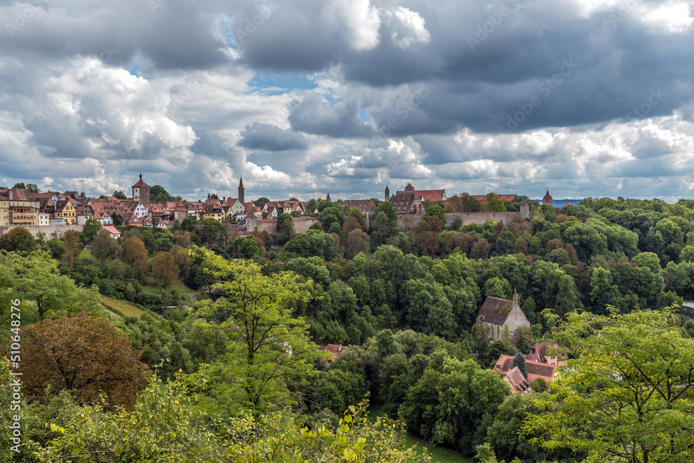 Rothenburg ob der Tauber, Germany. Scenic view of the city and fortress