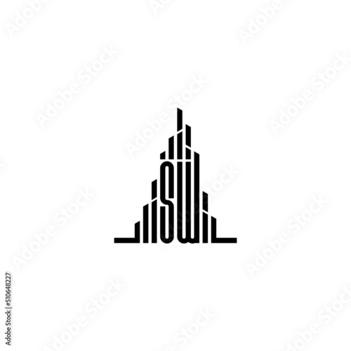 SW skyscraper line logo initial concept with high quality logo design