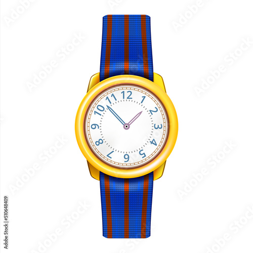 watch kid child clock. wrist time. hand bracelet accessory vector, illustration, 3d, realistic realism