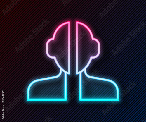 Glowing neon line Bipolar disorder icon isolated on black background. Vector