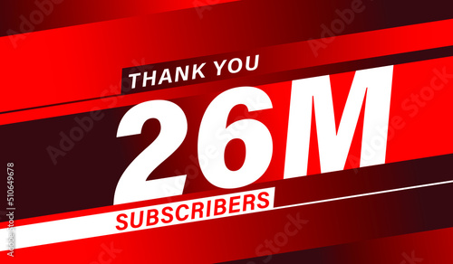 Thank you 26 million subscribers, modern banner design vectors