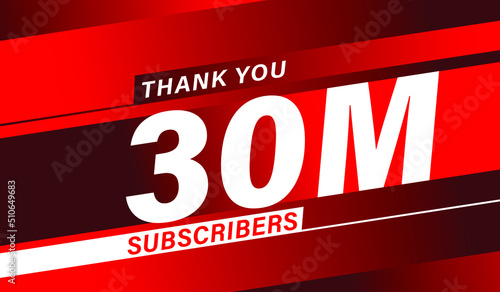 Thank you 30 million subscribers, modern banner design vectors