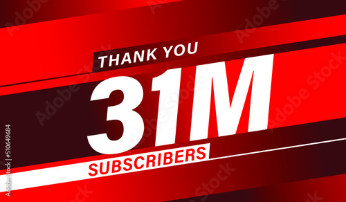 Thank you 31 million subscribers, modern banner design vectors