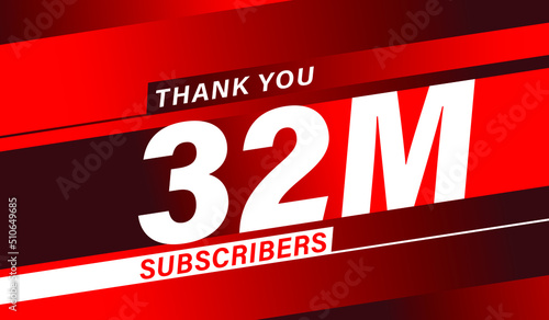 Thank you 32 million subscribers, modern banner design vectors
