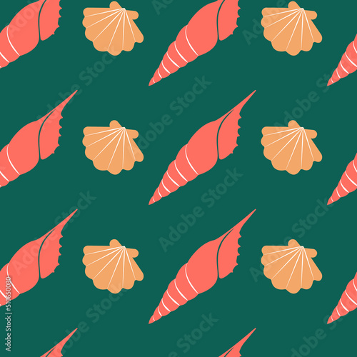 Vector pattern with shells. Seashells is ideal for textiles, wallpaper, notebook and other products.