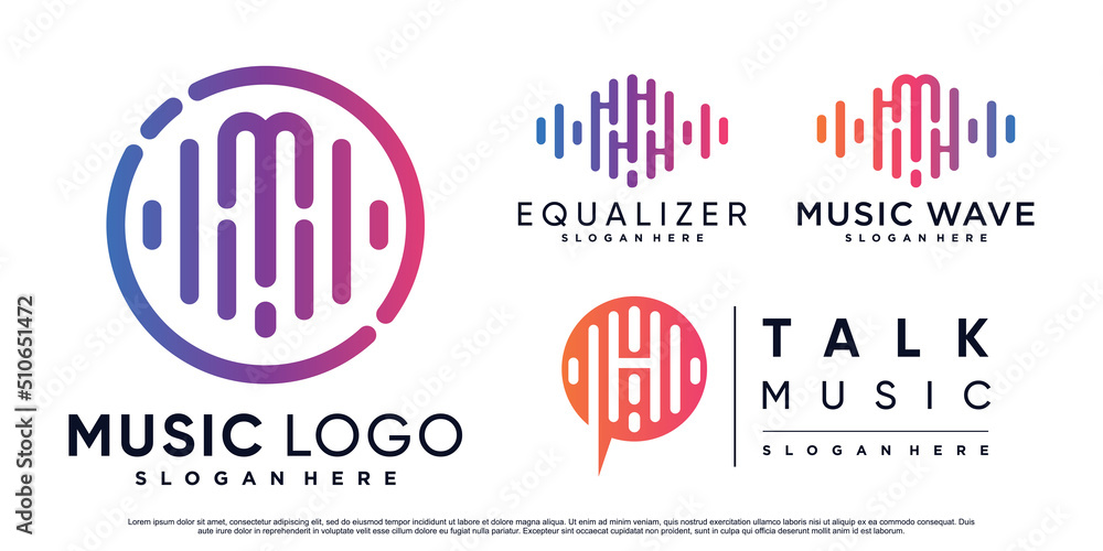 Set bundle of music logo design illustration for business with creative element Premium Vector Set bundle of music logo design illustration for business with creative element Premium Vector