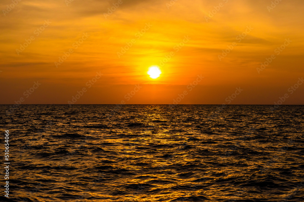 Sunset above water, Phi Phi Leh islands, Andaman sea, Krabi, Tha