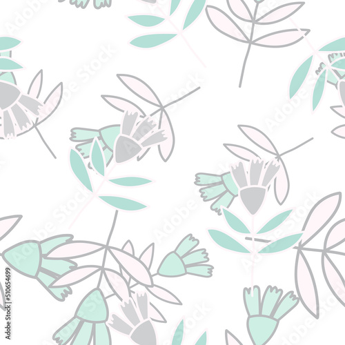 Flower seamless pattern in naive art style. Abstract simple floral wallpaper.