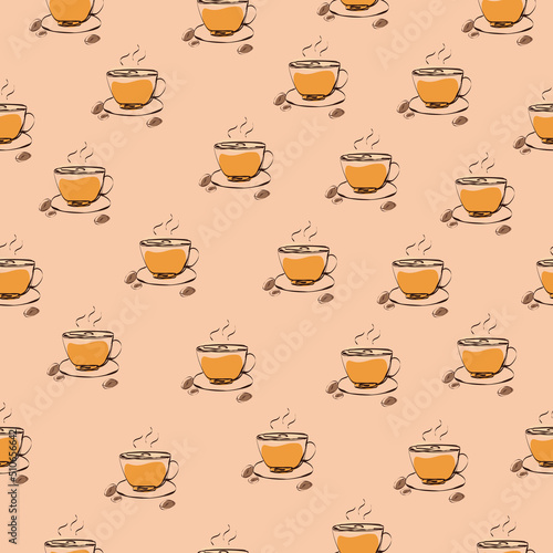 Seamless pattern with coffee.Sketch pattern. Abstract art background vector. Coffee print.