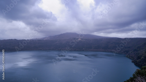 Scenic View Of Lake Albano Against Sky