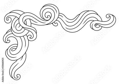 Background with wave line curls. Monochrome stripes black and white texture.