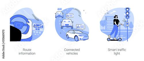Smart city transportation isolated cartoon vector illustrations se
