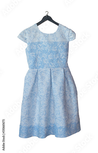 A blue children's dress for kids isolated on white background