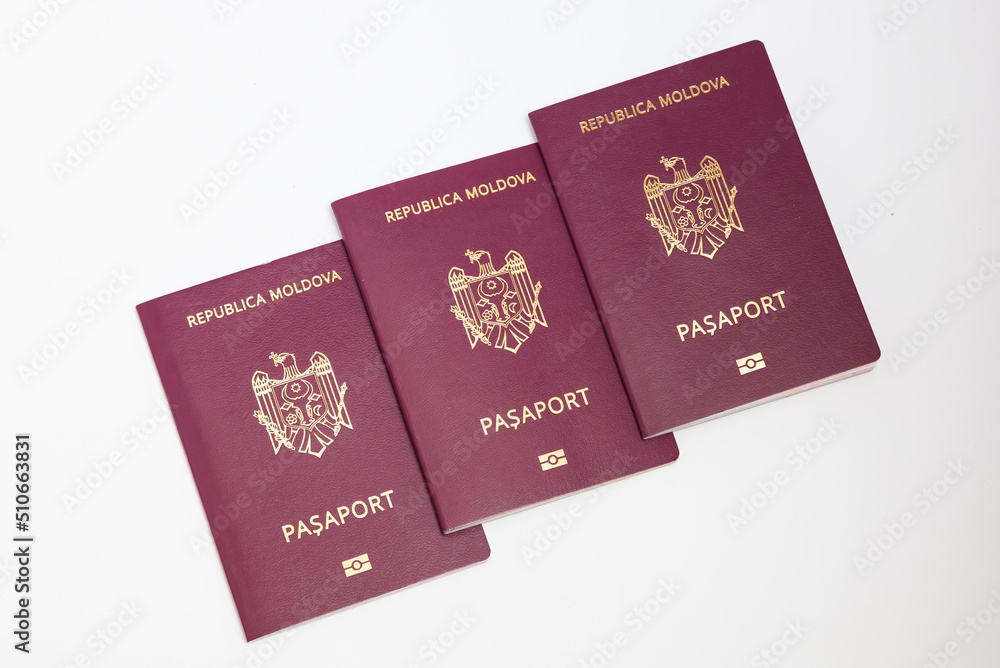 Moldovan passport on a white background Moldovan passport on a white background