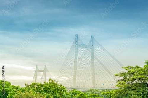 Vidyasagar Setu (Bridge) over river Ganges, 2nd Hooghly Bridge. Connects Howrah and Kolkata, Longest Cable - stayed bridge in India. #510663816
