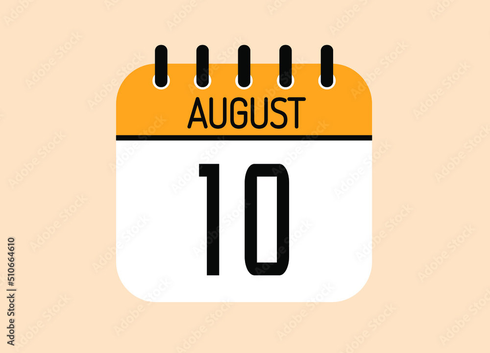 Day 10 August calendar template. Banner for the month of august. Day 10 August calendar template. Banner for the month of august.