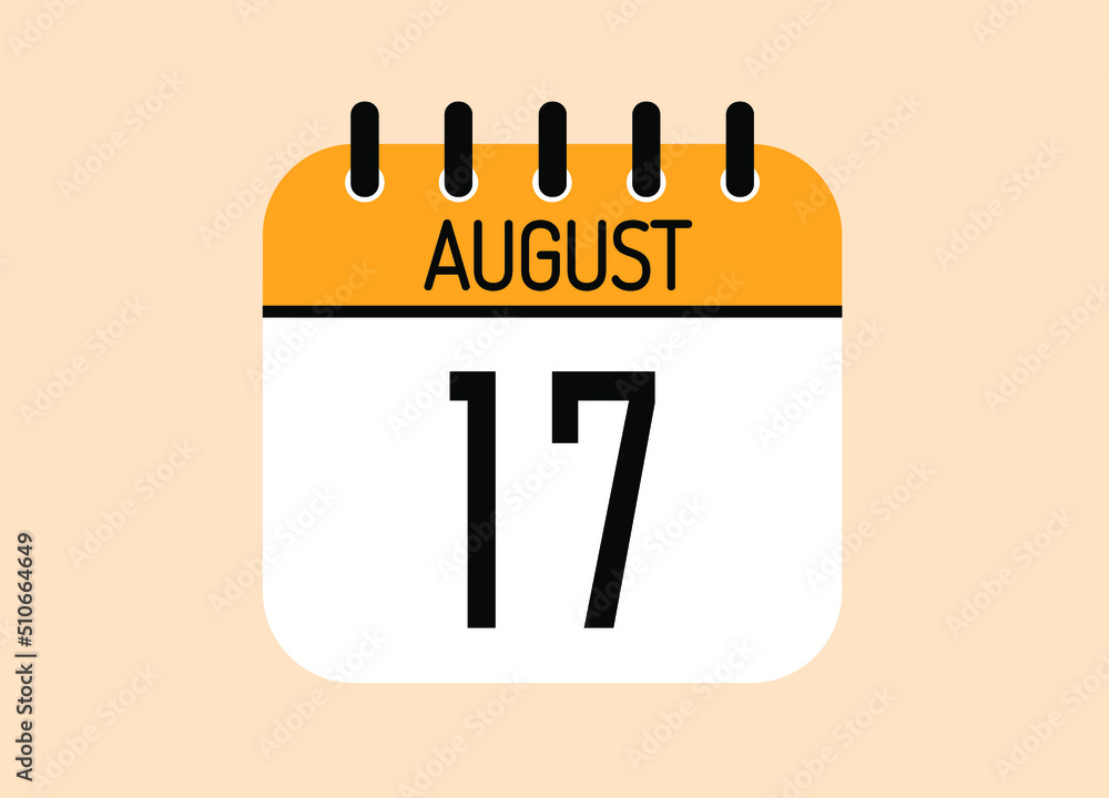 Day 17 August calendar template. Banner for the month of august. Day 17 August calendar template. Banner for the month of august.