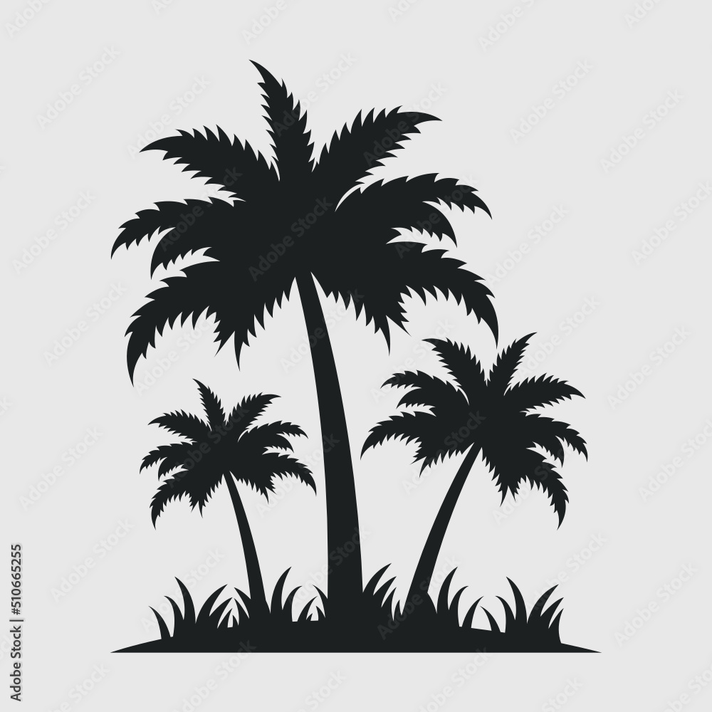 Coconut Tree silhouette SVG Cut File, Palm Tree Svg, Summer Coconut Tree Svg, Summer Svg, Tree Svg,