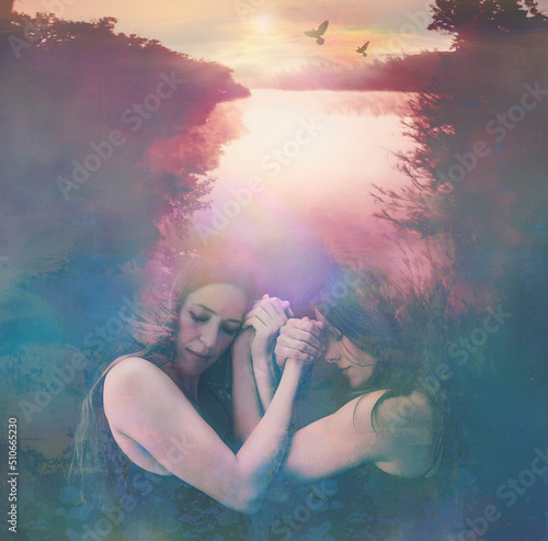 Sisters Of The Lake. Two woman in a sacred truce at the lake. © Elena Ray