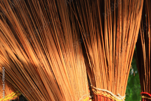 Coconut leaf broom. A local broom made from coconut leaves for hard cleaning.