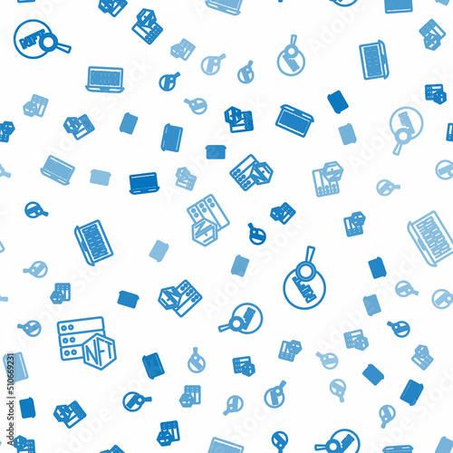 Set line NFT blockchain technology, Search and Binary code on seamless pattern. Vector