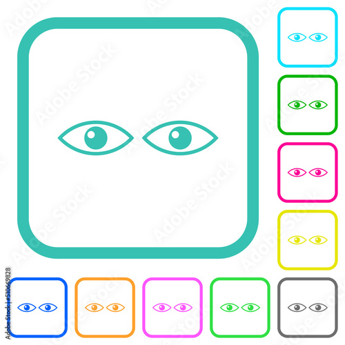Watching eyes outline vivid colored flat icons