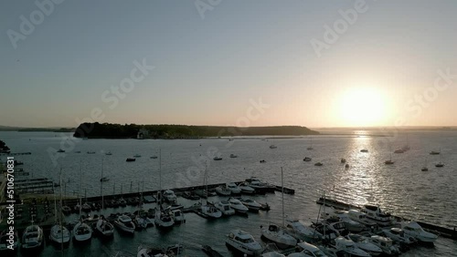 Sunset over Brownsea Island in Poole harbour in Dorset photo