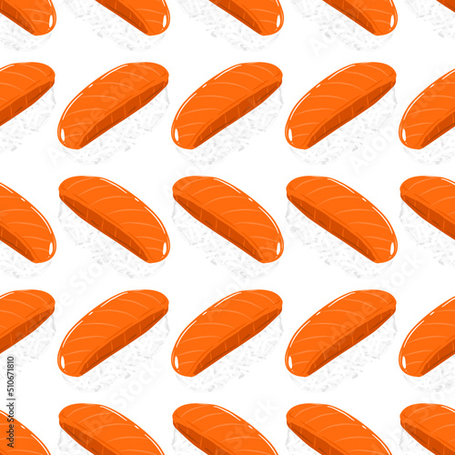 Seamless background with sushi pattern. Japanese food. Wrapping paper pattern. Repeating pattern. Vector.