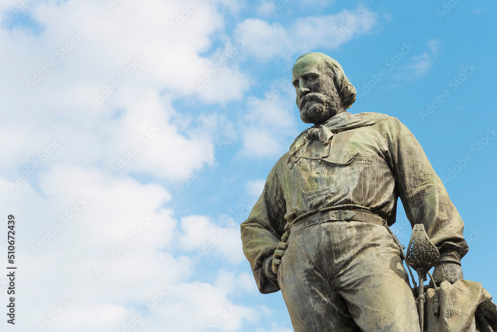 Bronze monument of the Italian general Giuseppe Garibaldi in the city of Pisa - Tuscany - Italy