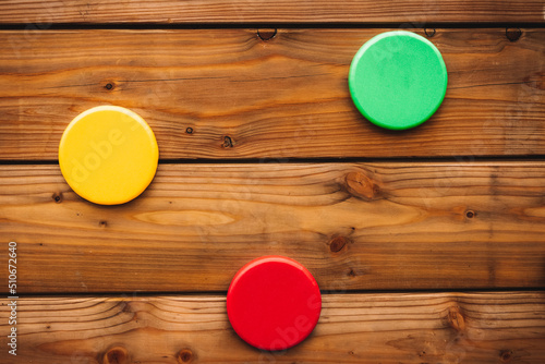 colorful circles on a wooden wall