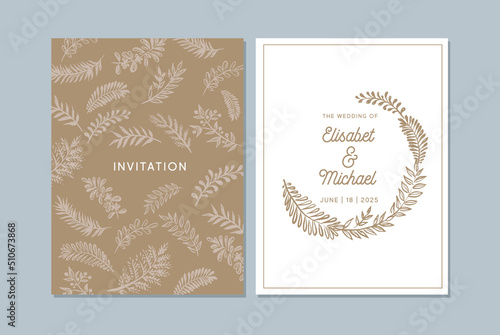 Wedding invitation template  Hand drawn  vector. 