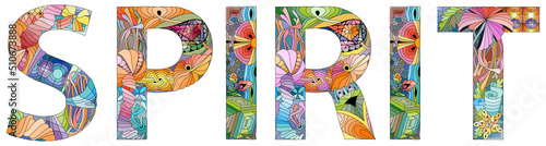 Word SPIRIT. Vector decorative zentangle object