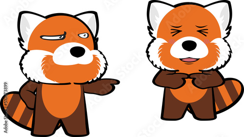 red panda cartoon expressions pack illustration in vector format