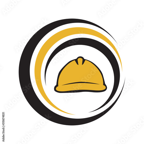 yellow hard hat, vector logo icon