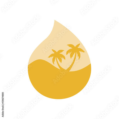 oil drop and palm leaf, vector logo icon