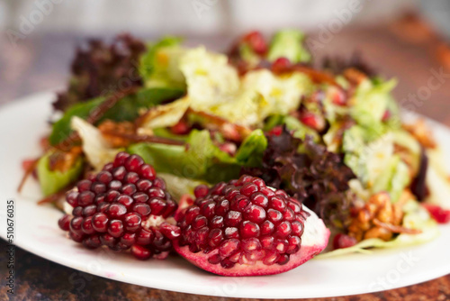 salad with vegetables and pomegranate