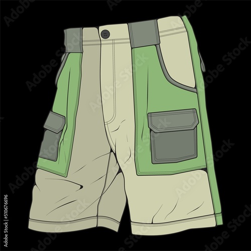 short pants color block drawing vector, short pants in a sketch style, trainers template, vector Illustration.
