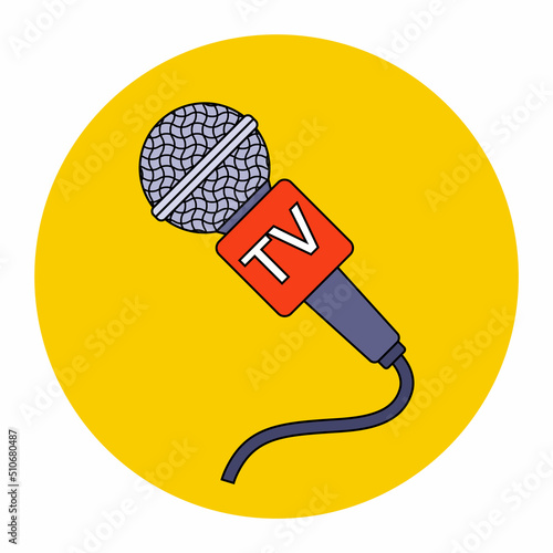 microphone for television. hot news for TV. flat vector illustration.