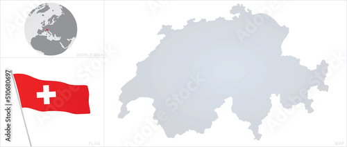 Switzerland flag and map. vector