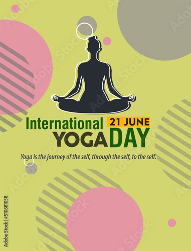International Yoga day 21 june web banner EPS10 vector.Meditation Practice Yoga Colorful Fitness Concept. Vector illustration