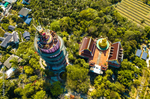 Aerial view of Wat Sam Phran the Dragon temple in Nakhon Pathom, Thailand