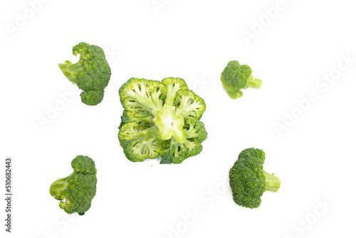 Broccoli isolated on white background. Set of fresh broccoli.