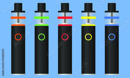 Vape set. Electronic cigarettes. Elf Bar. Vape shop. Vector