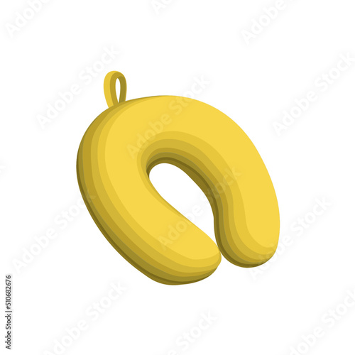 Yellow neck pillow for travel in cartoon vector style. Pillow for neck vector illustration. Isolated on white background. 