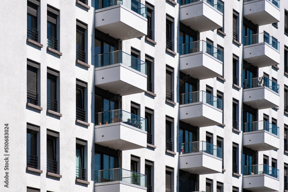 modern apartment building facade, residential real estate modern apartment building facade, residential real estate