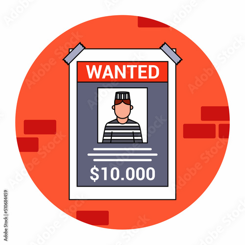A wanted criminal is wanted. reward for the capture of a bandit. flat vector illustration.