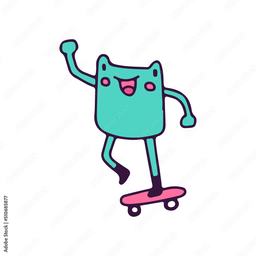 Funny frog riding skateboard, illustration for t-shirt, street wear, sticker, or apparel merchandise. With doodle, retro, and cartoon style. Funny frog riding skateboard, illustration for t-shirt, street wear, sticker, or apparel merchandise. With doodle, retro, and cartoon style.