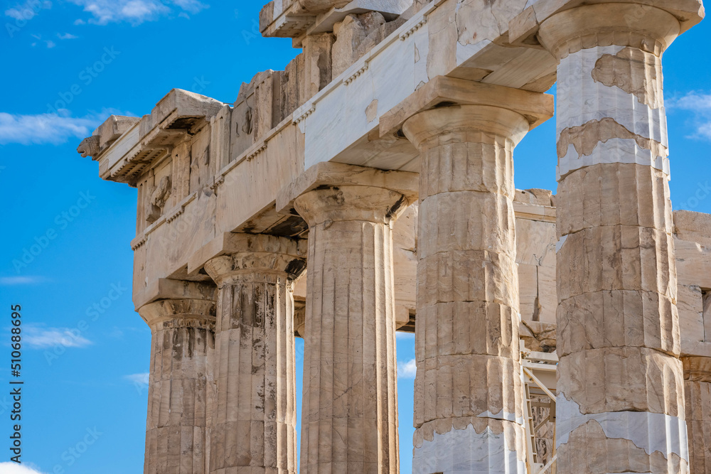 Columns of the Parthenon in the Acropolis of Athens in Greece Columns of the Parthenon in the Acropolis of Athens in Greece